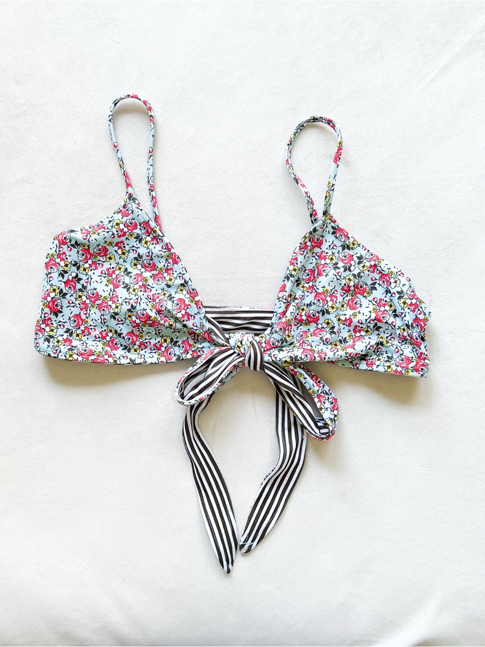 L* Space Reversible Floral and Stripe Bikini Top